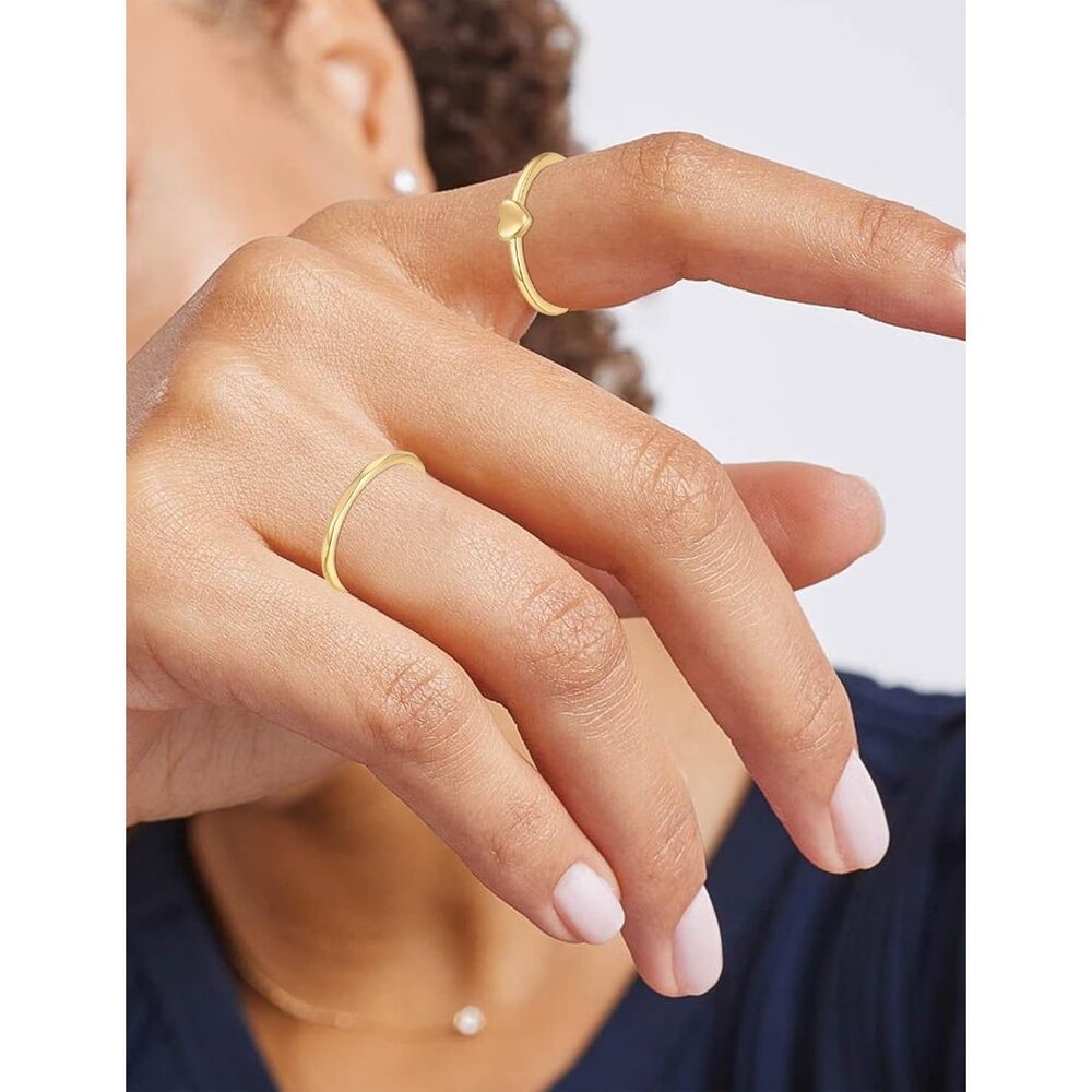 Versatile 14k Gold Plated Stacking Ring Set, Size… - image 5
